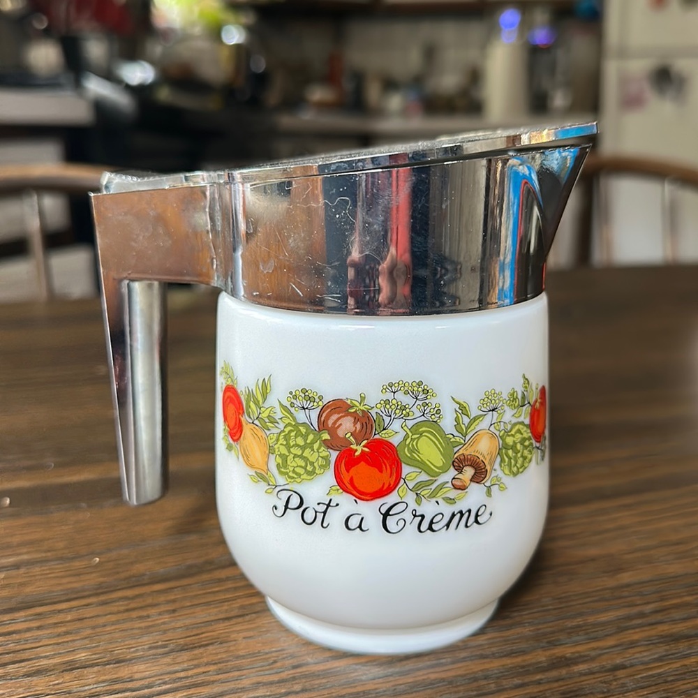 Vintage Corning Ware Gemco Creamer Pitcher 'Spice Of Life' Pot a Creme 1970s
